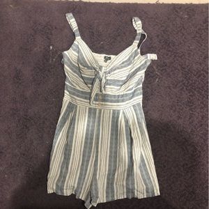 Lily Rose White and Blue Striped Romper